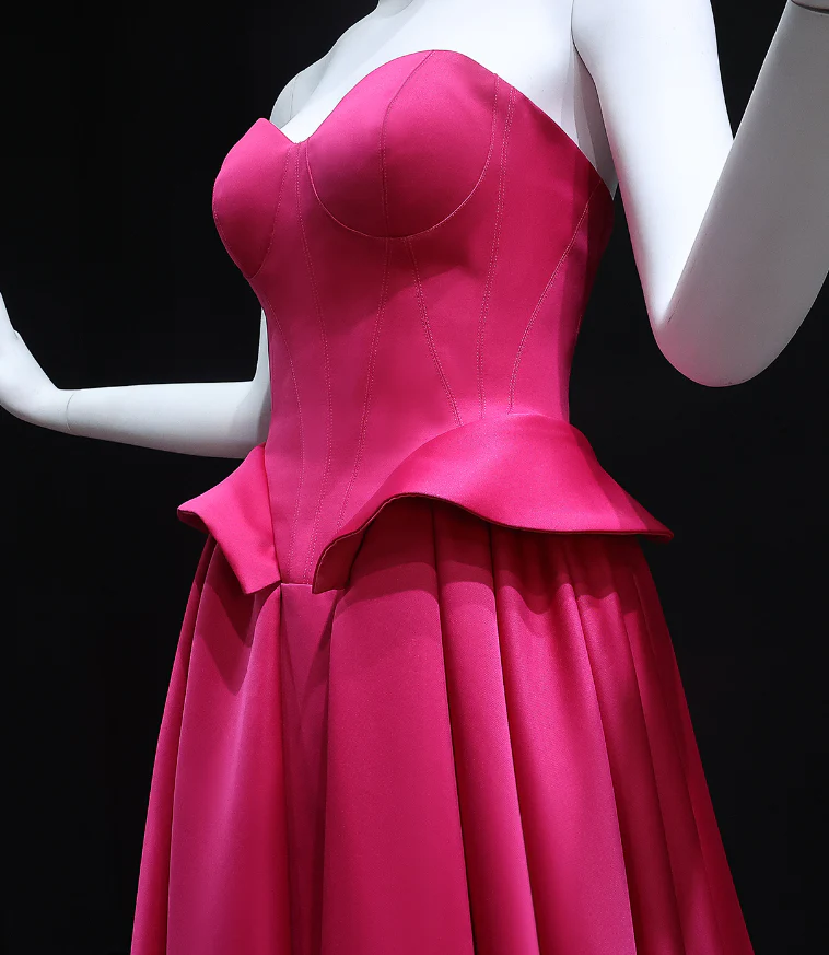 A-Line Sweetheart Satin Lace-Up Back Peplum Evening Dress - Chloe Dress