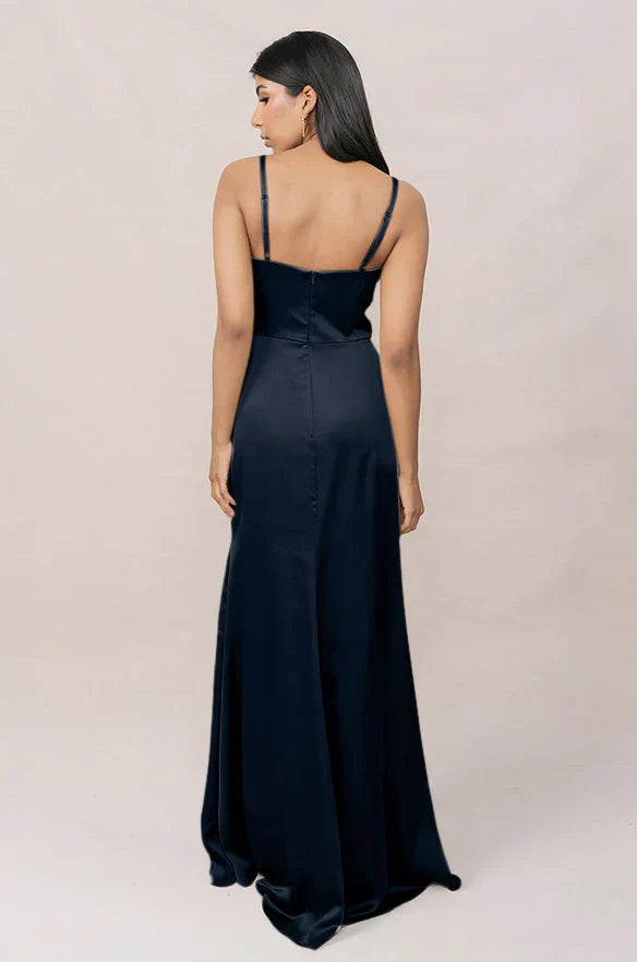 V-Neck Satin High Slit Wedding Dress - Chloe Dress