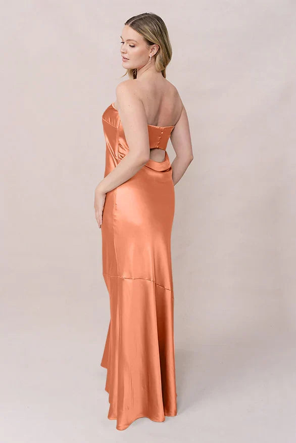 Mermaid Strapless Satin Draped Wedding Dress - Chloe Dress