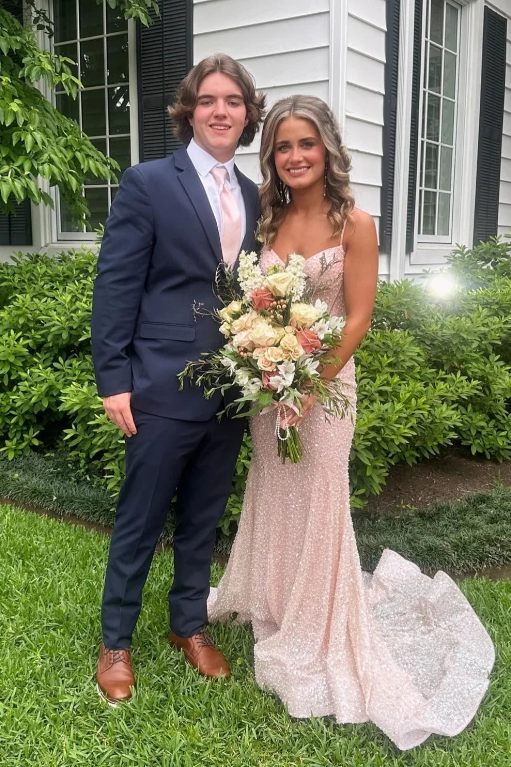Mermaid Sweetheart Sequin Lace-Up Back Train Prom Dress - Chloe Dress