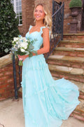 Green Sweetheart Chiffon Ruffled Floor-Length Prom Dress - Chloe Dress