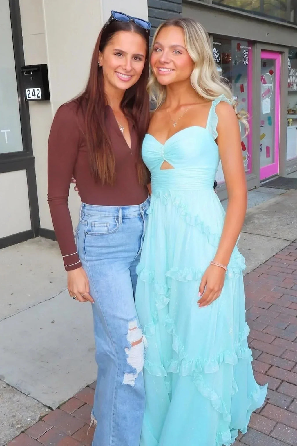Green Sweetheart Chiffon Ruffled Floor-Length Prom Dress - Chloe Dress