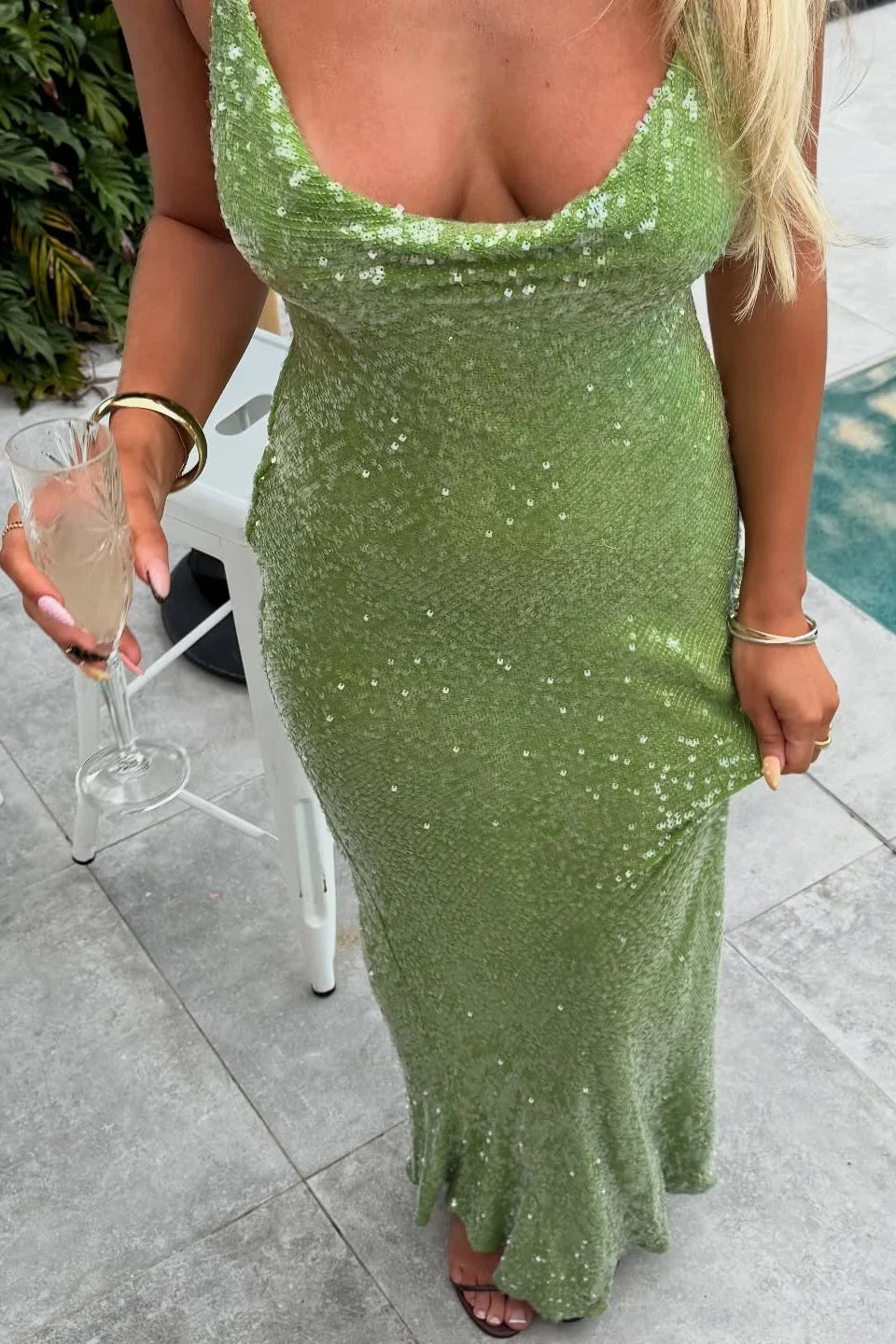 Mermaid Spaghetti Strap Sequin Floor-Length Evening Dress - Chloe Dress