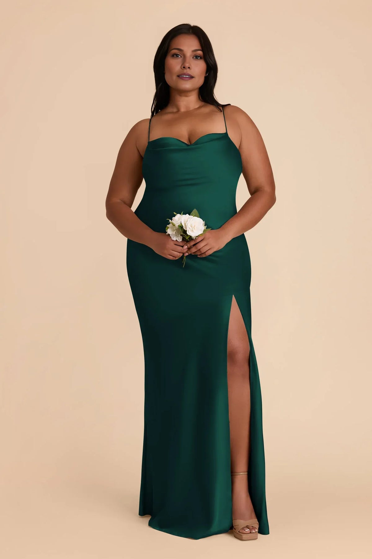 Sheath Cowl Neck Satin Sleeveless Floor-Length Wedding Dress - Chloe Dress