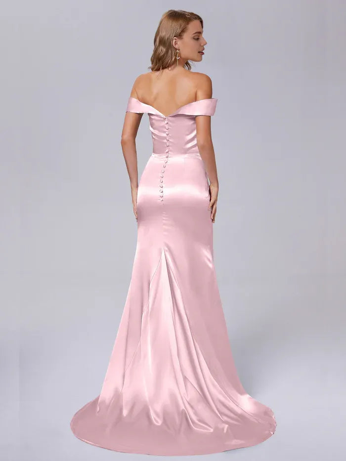 Sheath Satin Sleeveless Pleated Wedding Dress - Chloe Dress