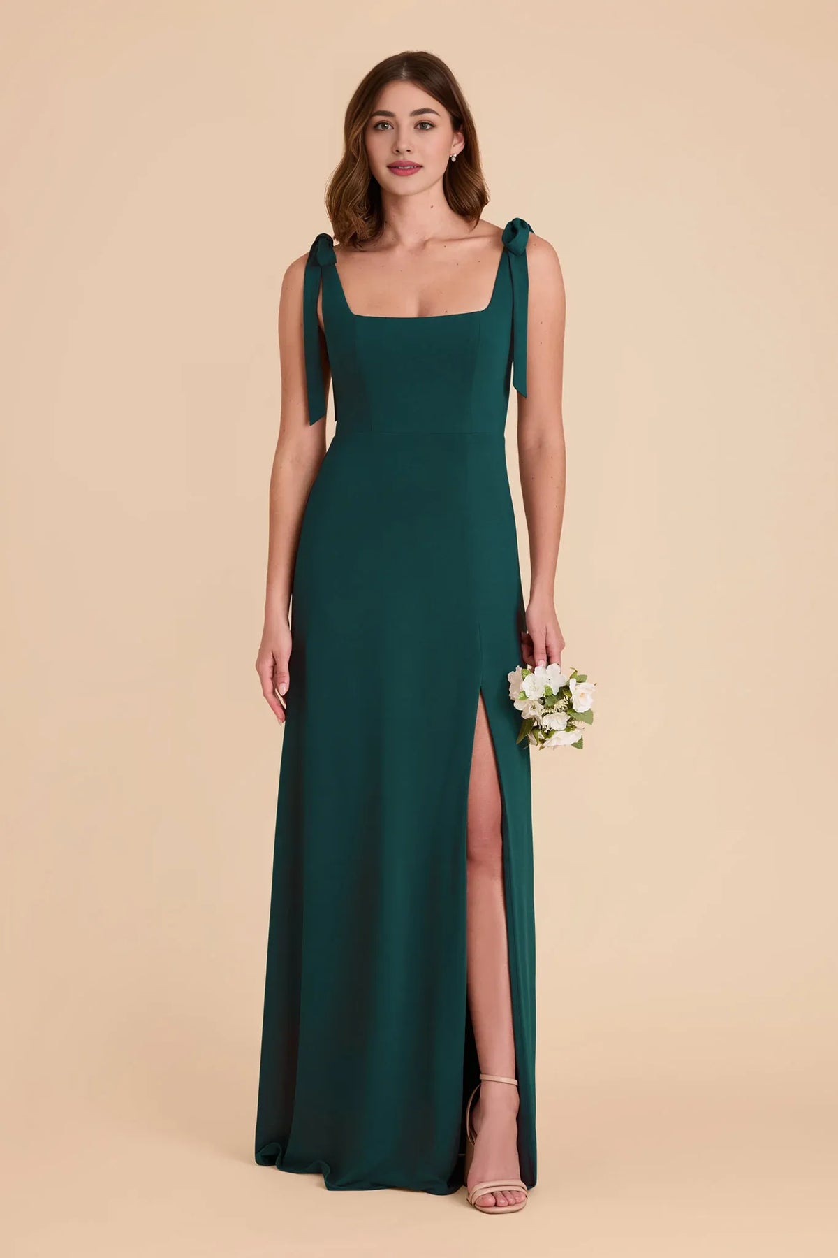 Sheath Square Neck Sleeveless High Slit Floor-Length Wedding Dress - Chloe Dress