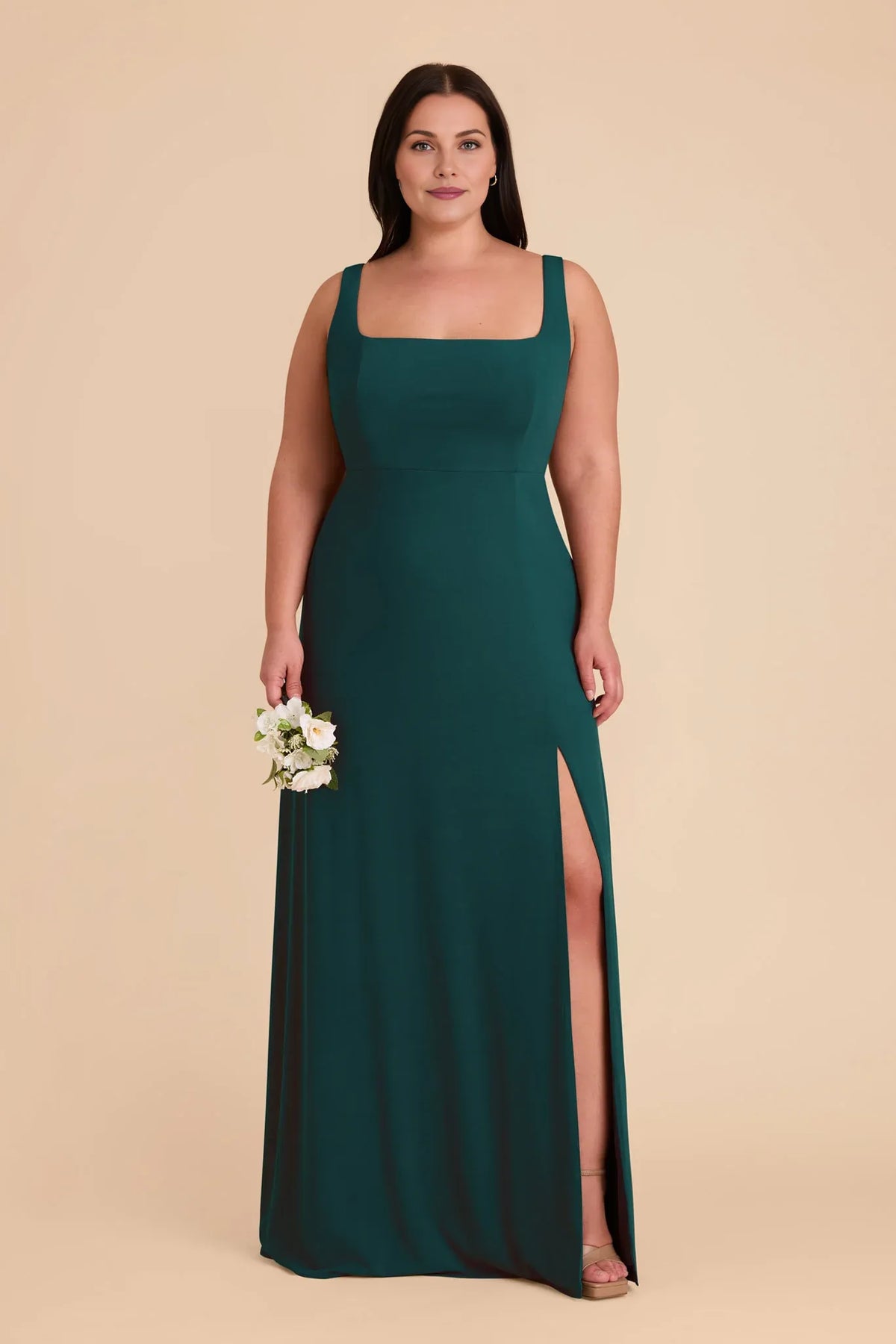 Sheath Square Neck Sleeveless High Slit Floor-Length Wedding Dress - Chloe Dress