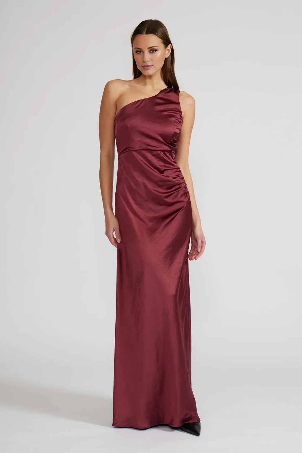 Sheath One-Shoulder Satin Sleeveless Floor-Length Evening Dress - Chloe Dress