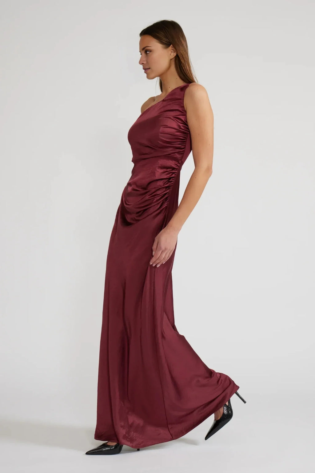 Sheath One-Shoulder Satin Sleeveless Floor-Length Evening Dress - Chloe Dress