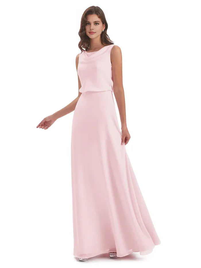 Sheath Chiffon Sleeveless Pleated Floor-Length Wedding Dress - Chloe Dress
