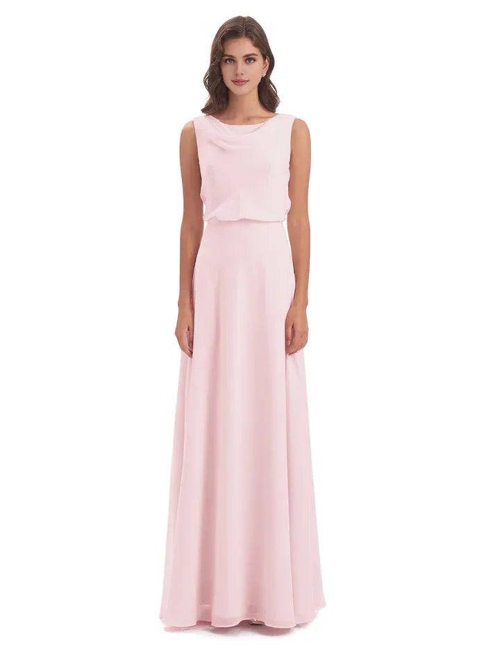 Sheath Chiffon Sleeveless Pleated Floor-Length Wedding Dress - Chloe Dress