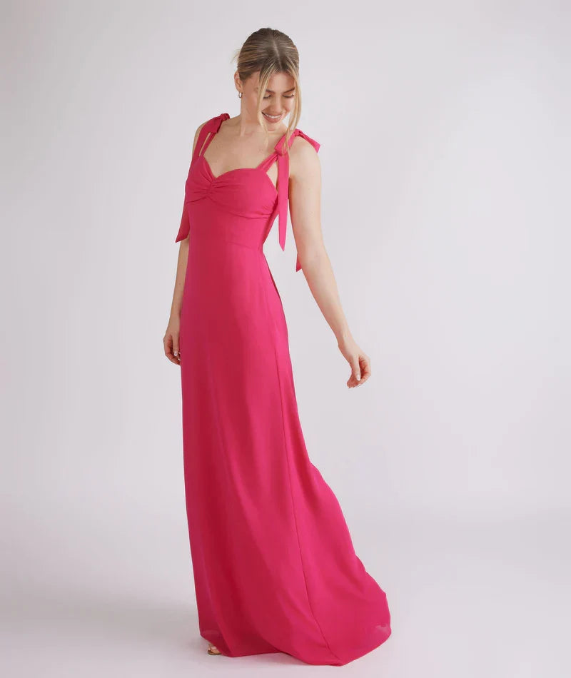 Hot Pink A-Line Sweetheart Chiffon Floor-Length Wedding Dress - Chloe Dress