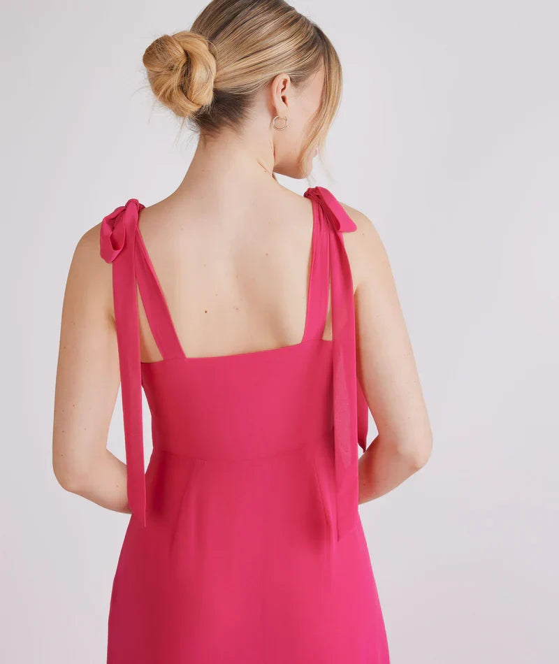 Hot Pink A-Line Sweetheart Chiffon Floor-Length Wedding Dress - Chloe Dress