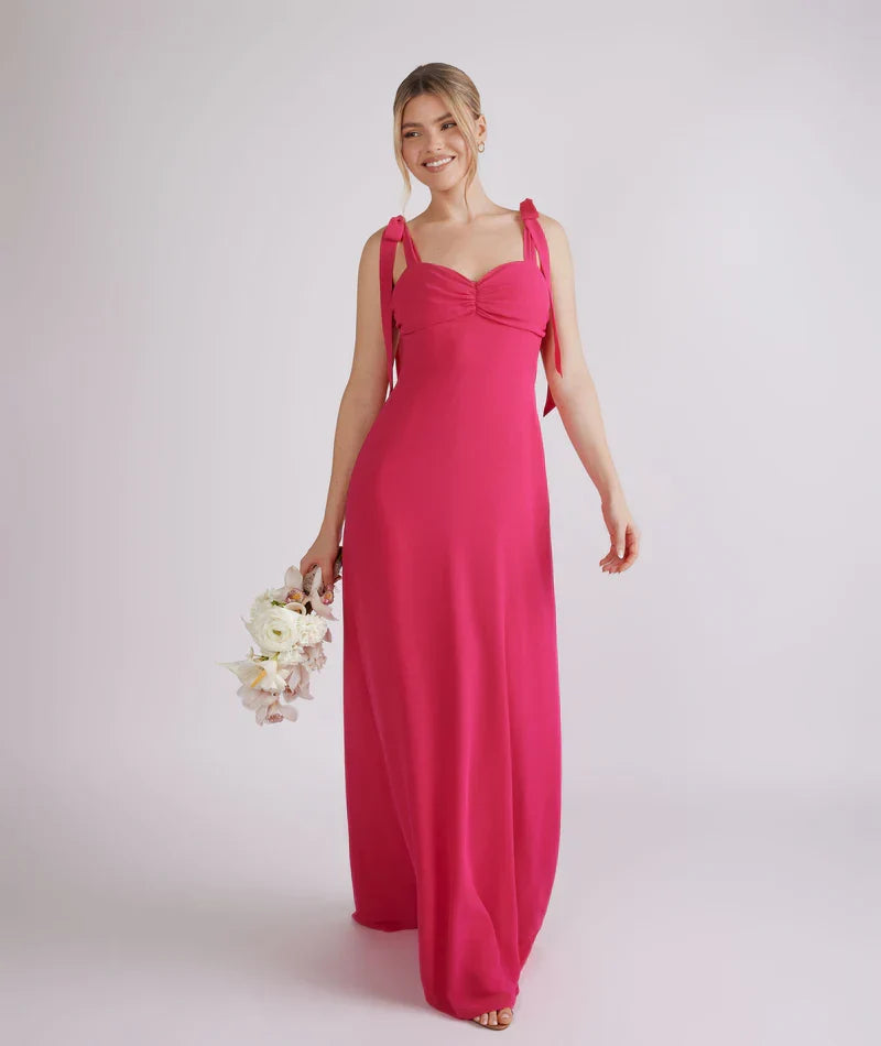 Hot Pink A-Line Sweetheart Chiffon Floor-Length Wedding Dress - Chloe Dress