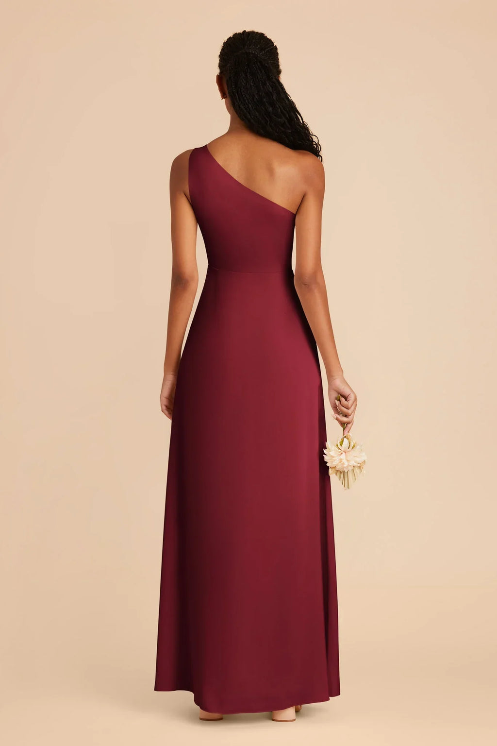 One-Shoulder Satin Sleeveless Open Back Floor-Length Wedding Dress - Chloe Dress