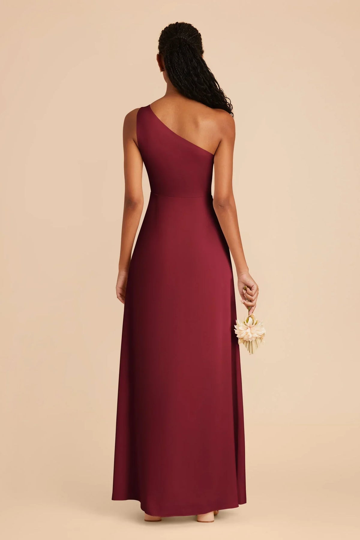 One-Shoulder Satin Sleeveless Open Back Floor-Length Wedding Dress - Chloe Dress