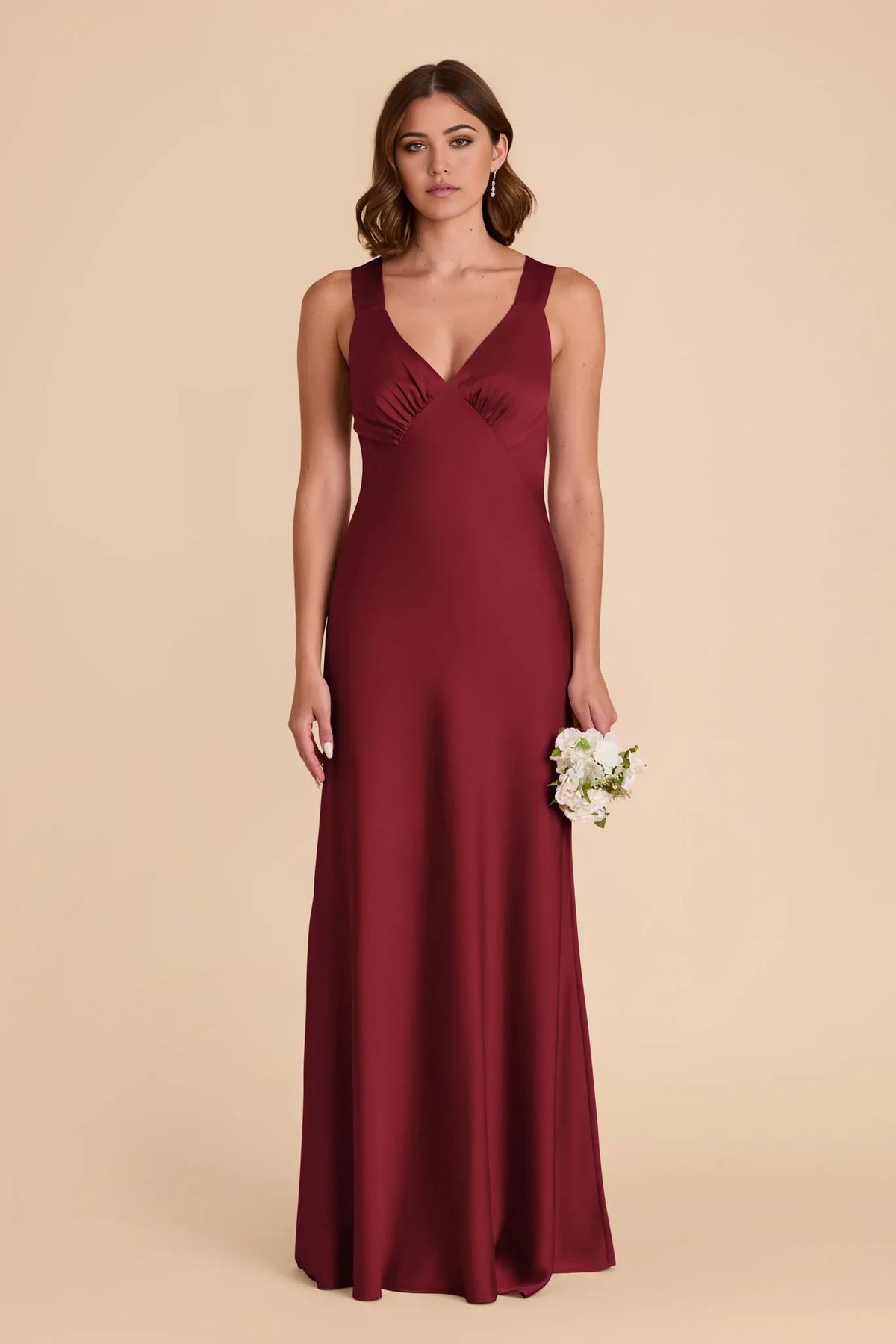 V-Neck Satin Sleeveless Floor-Length Wedding Dress - Chloe Dress