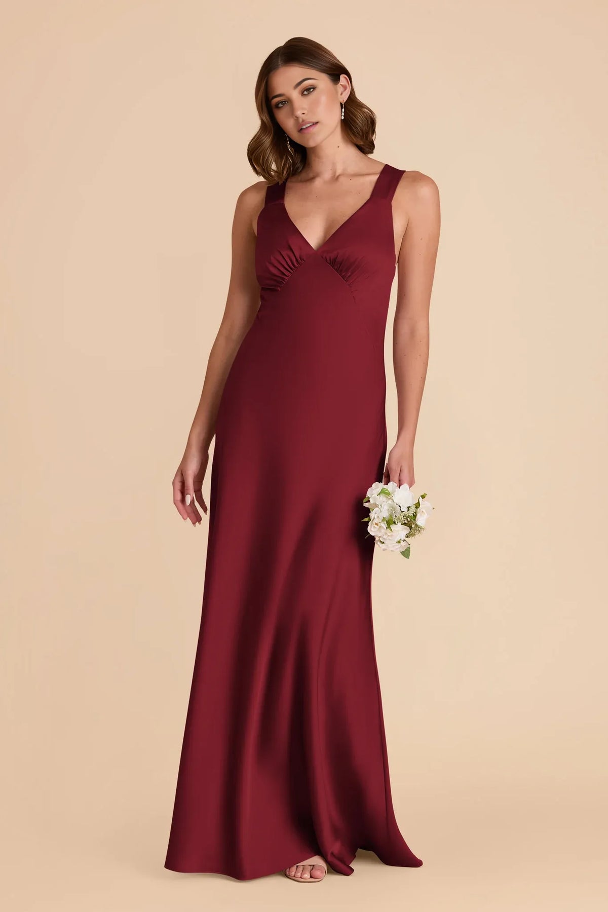 V-Neck Satin Sleeveless Floor-Length Wedding Dress - Chloe Dress