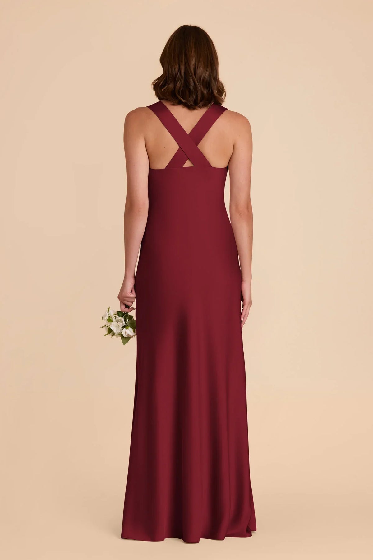 V-Neck Satin Sleeveless Floor-Length Wedding Dress - Chloe Dress