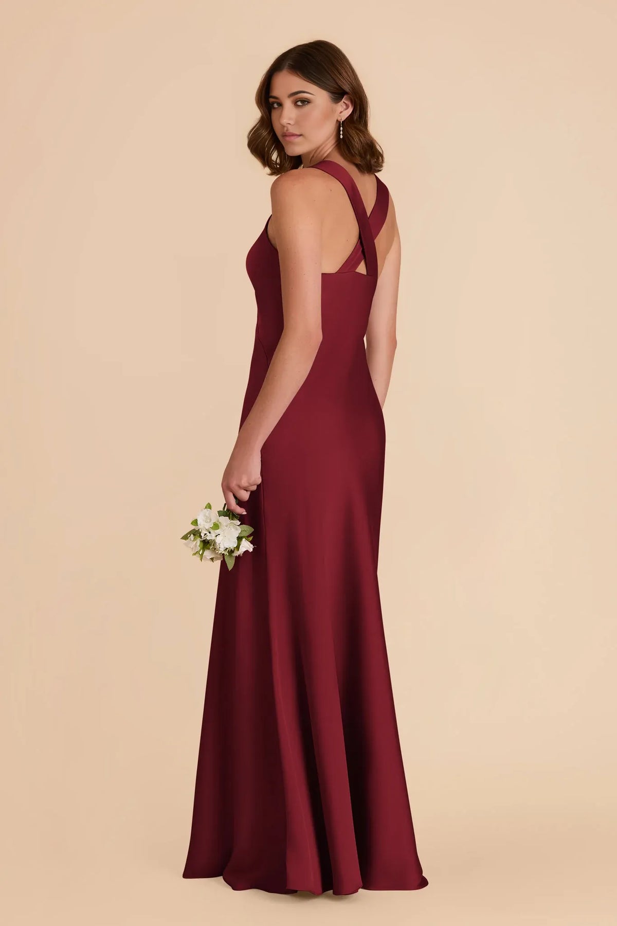 V-Neck Satin Sleeveless Floor-Length Wedding Dress - Chloe Dress