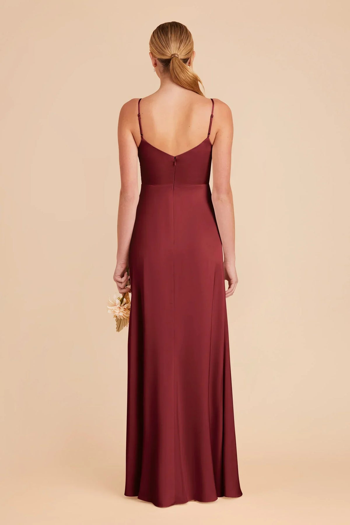 V-Neck Satin Open Back Floor-Length Wedding Dress - Chloe Dress
