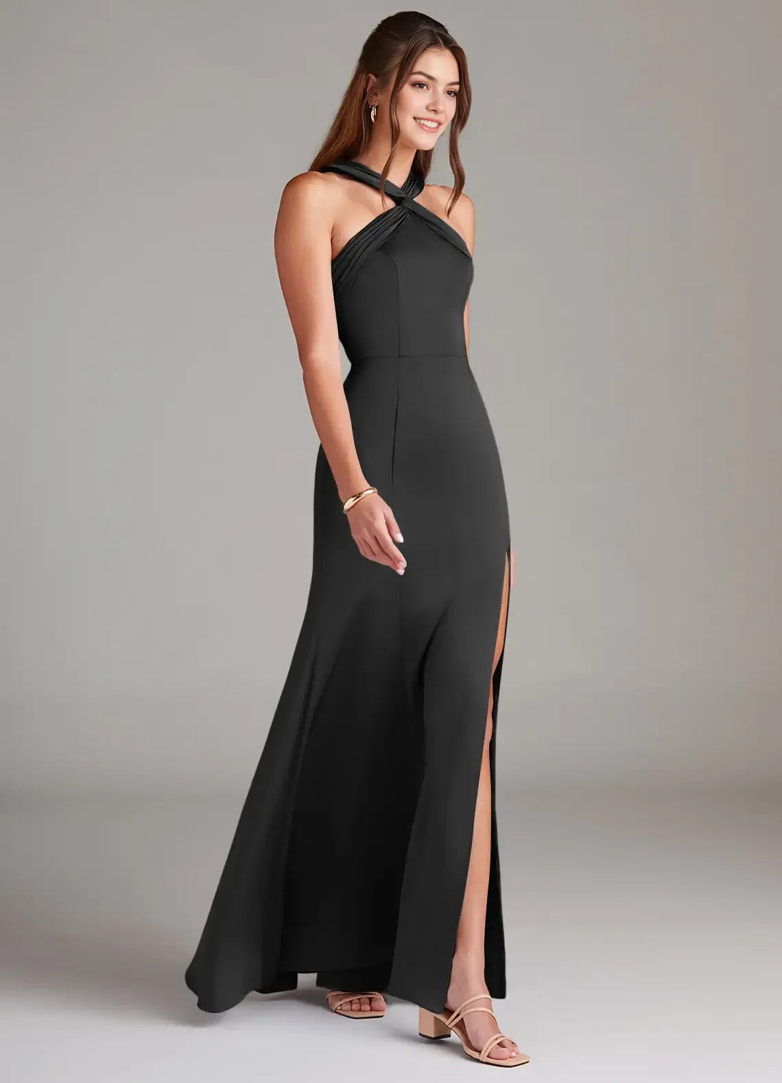 Mermaid Halter Crepe Sleeveless Cutout Floor-Length Wedding Dress - Chloe Dress