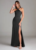 Mermaid Halter Crepe Sleeveless Cutout Floor-Length Wedding Dress - Chloe Dress