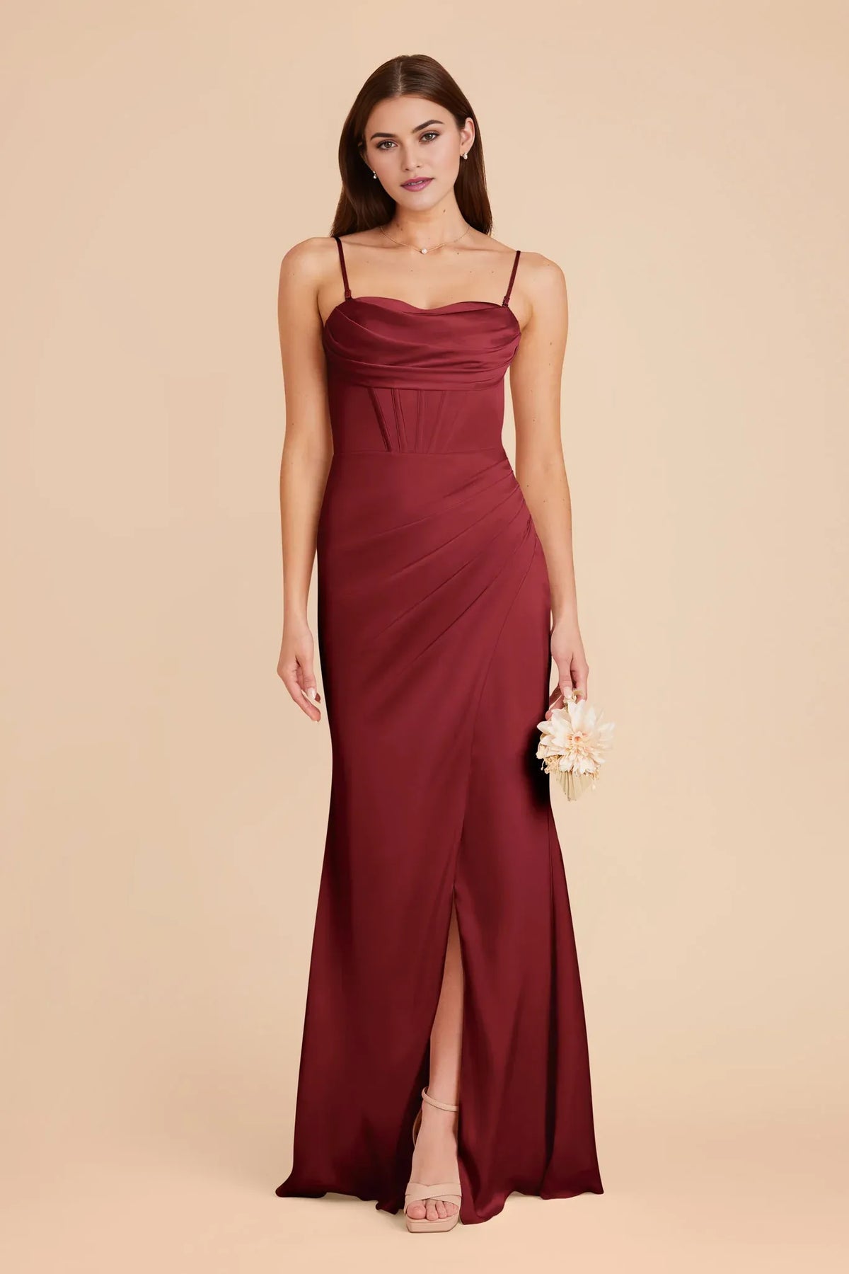 Mermaid Spaghetti Strap Satin Zipper Back Floor-Length Wedding Dress - Chloe Dress