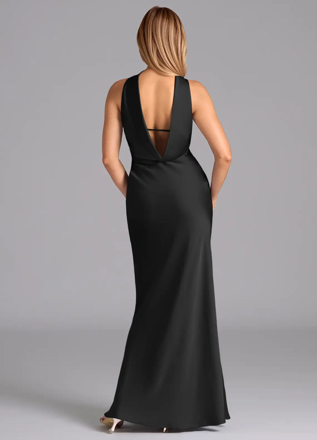 Mermaid Halter Satin Sleeveless Floor-Length Wedding Dress - Chloe Dress