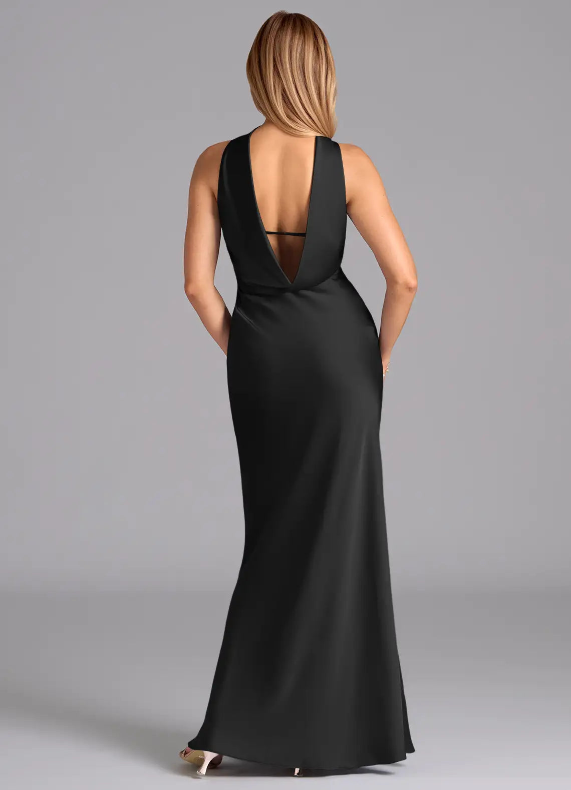 Mermaid Halter Satin Sleeveless Floor-Length Wedding Dress - Chloe Dress