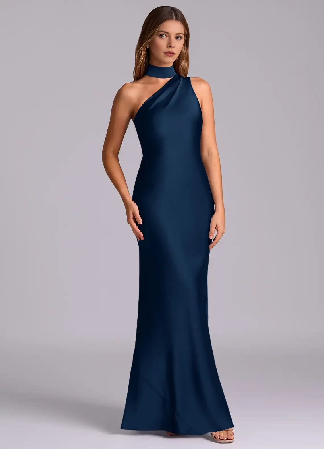 Mermaid Halter Satin Open Back Floor-Length Wedding Dress - Chloe Dress