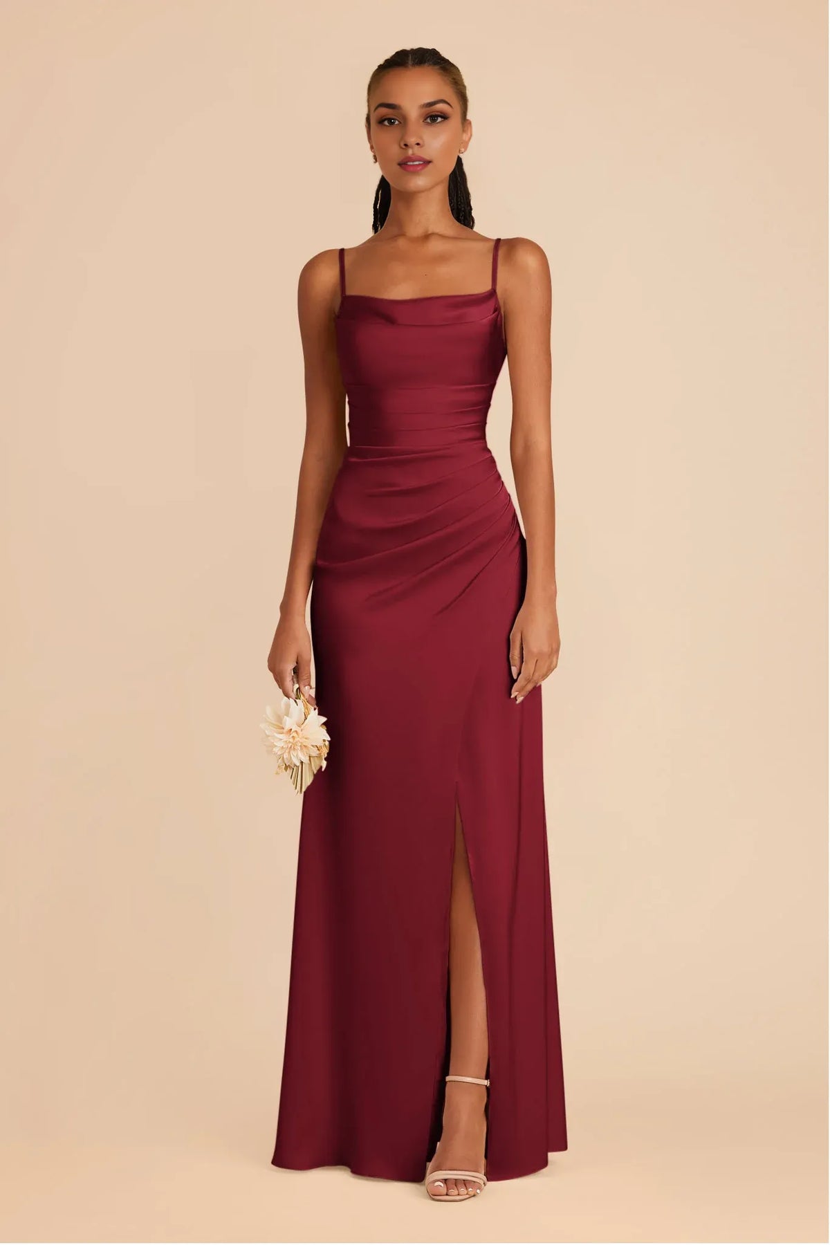 Spaghetti Strap Satin Open Back Floor-Length Wedding Dress - Chloe Dress