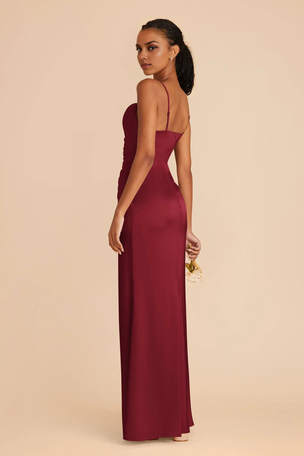 Spaghetti Strap Satin Open Back Floor-Length Wedding Dress - Chloe Dress