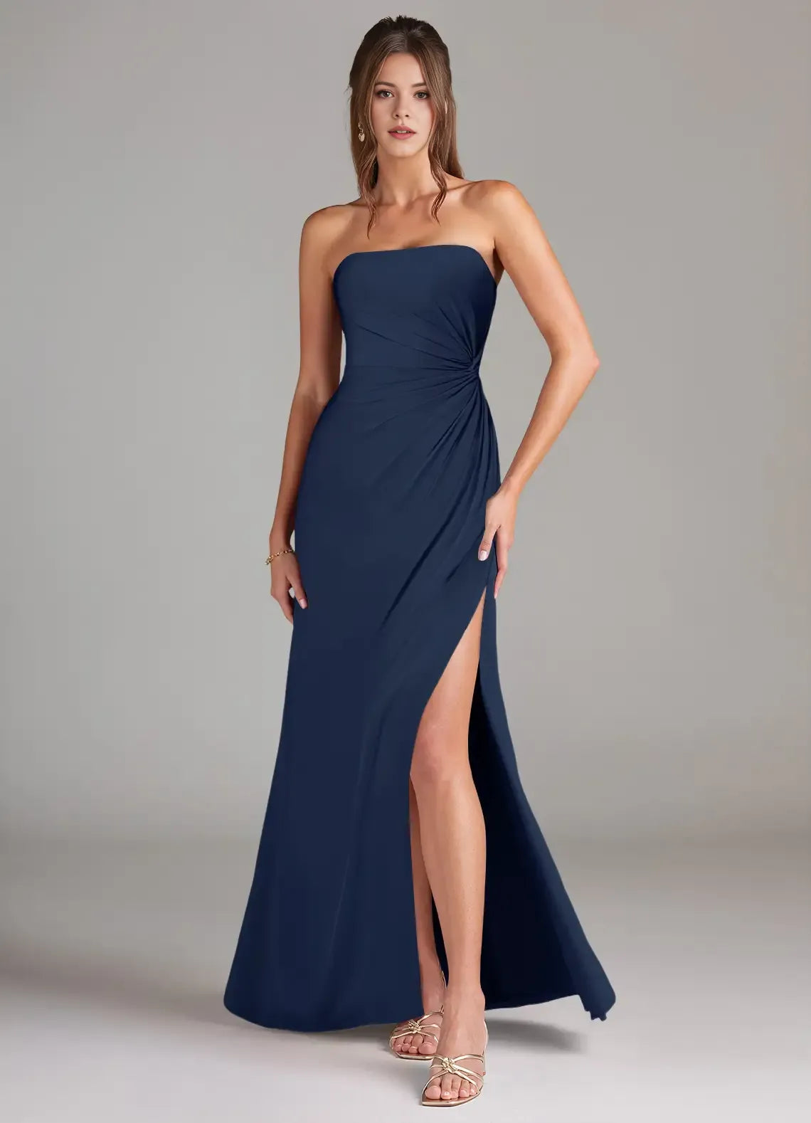 Sheath Strapless Chiffon Open Back Floor-Length Wedding Dress - Chloe Dress