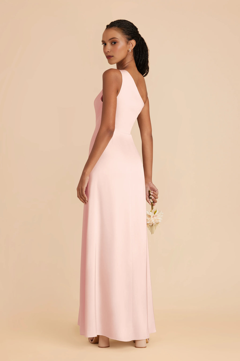 Sheath One-Shoulder Satin Sleeveless Open Back Floor-Length Wedding Dress - Chloe Dress
