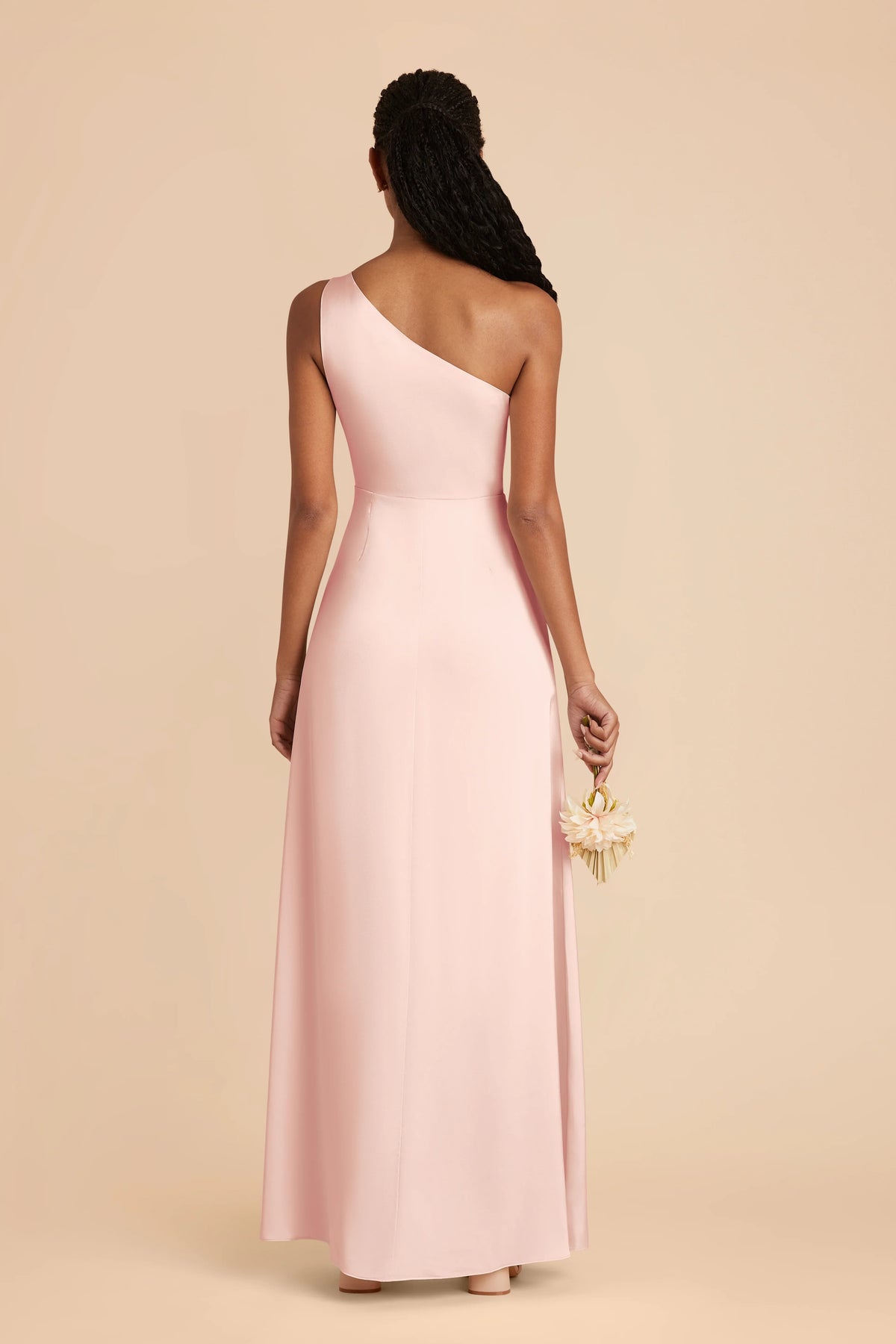 Sheath One-Shoulder Satin Sleeveless Open Back Floor-Length Wedding Dress - Chloe Dress