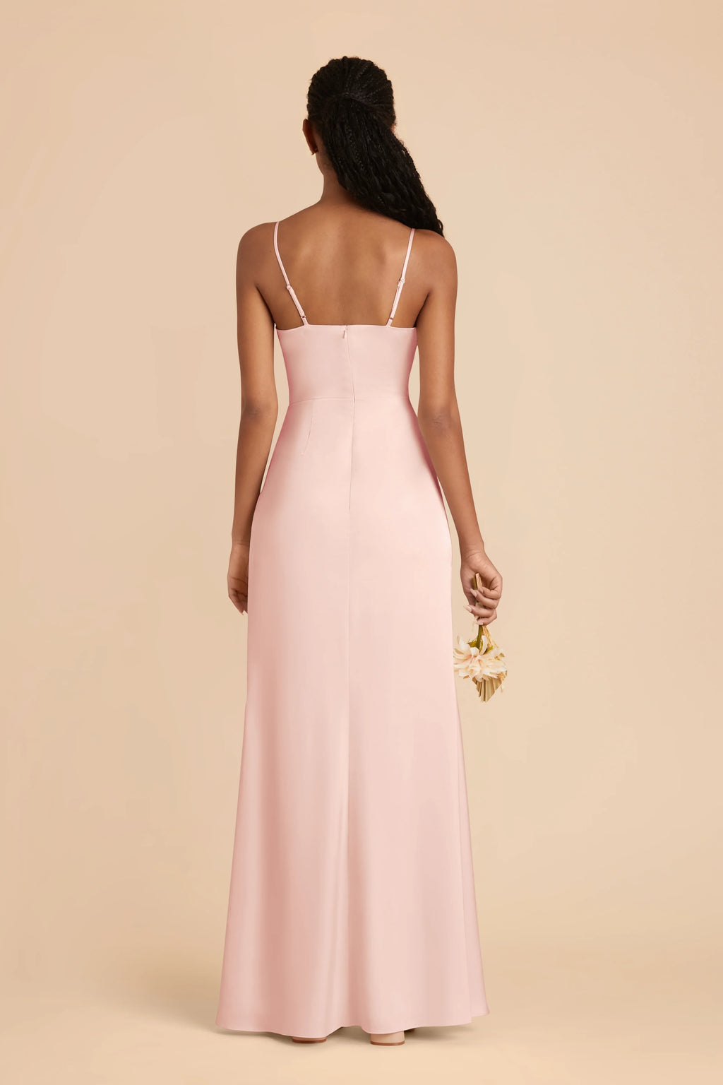 Sheath Spaghetti Strap Satin Open Back Floor-Length Wedding Dress - Chloe Dress