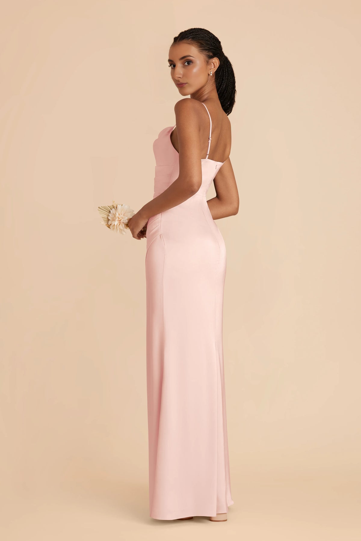 Sheath Spaghetti Strap Satin Open Back Floor-Length Wedding Dress - Chloe Dress