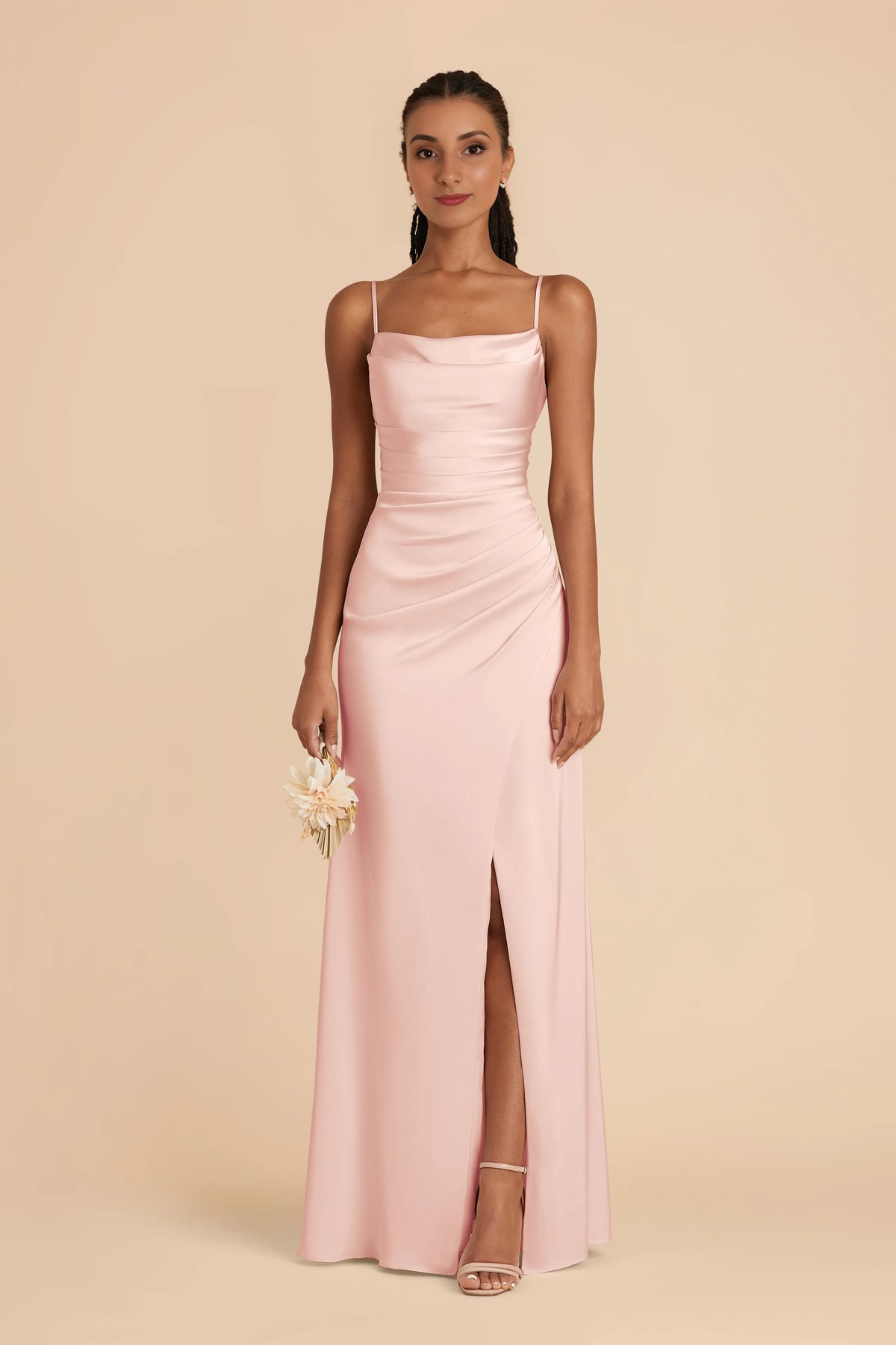 Sheath Spaghetti Strap Satin Open Back Floor-Length Wedding Dress - Chloe Dress