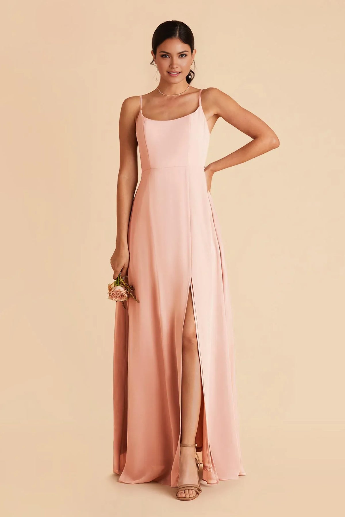 Sheath Spaghetti Strap Satin Zipper Back Floor-Length Wedding Dress - Chloe Dress
