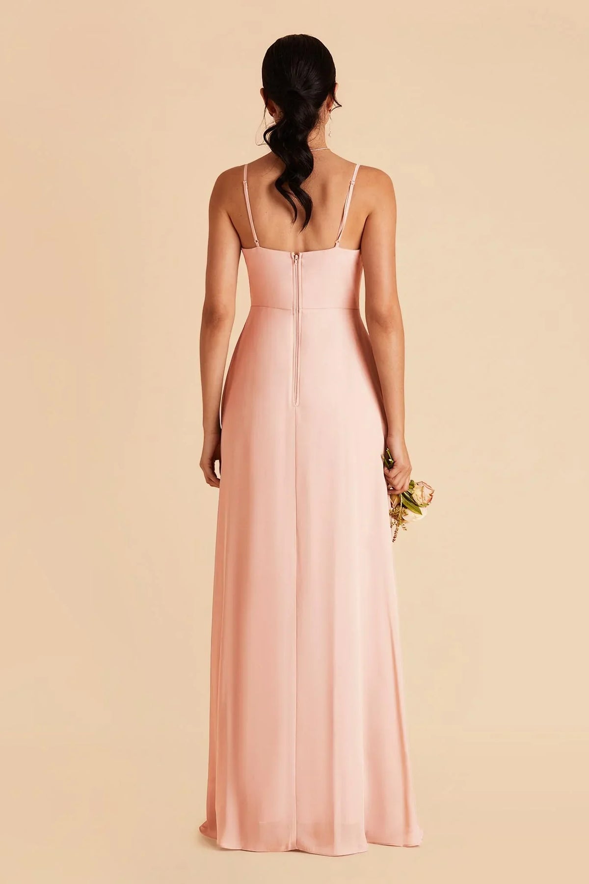 Sheath Spaghetti Strap Satin Zipper Back Floor-Length Wedding Dress - Chloe Dress