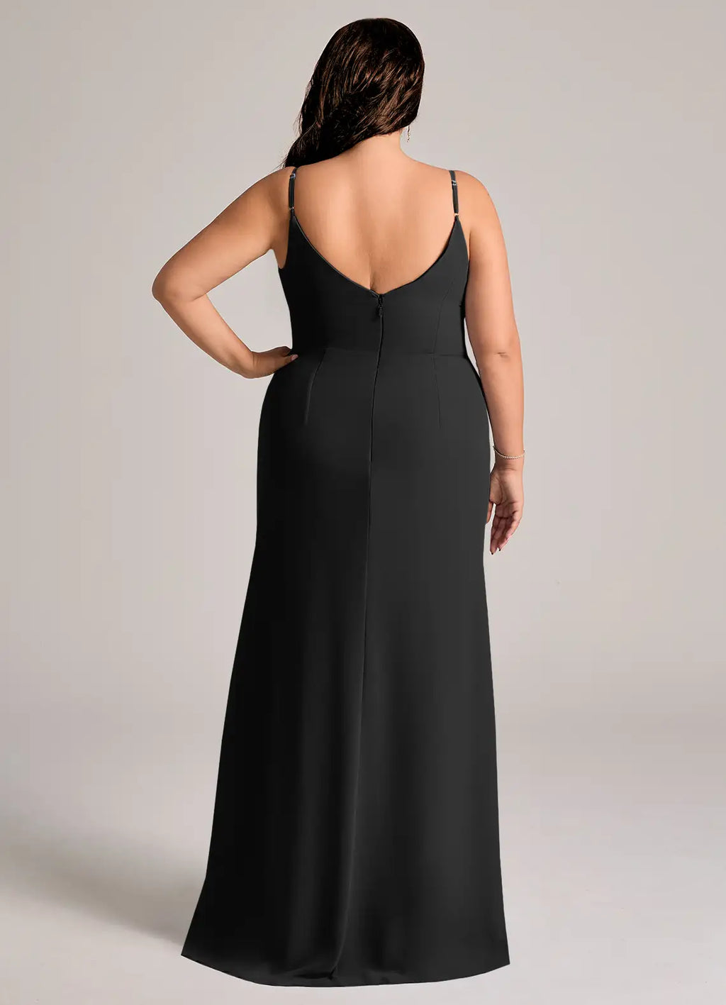 Sheath Spaghetti Strap Satin High Slit Floor-Length Wedding Dress - Chloe Dress