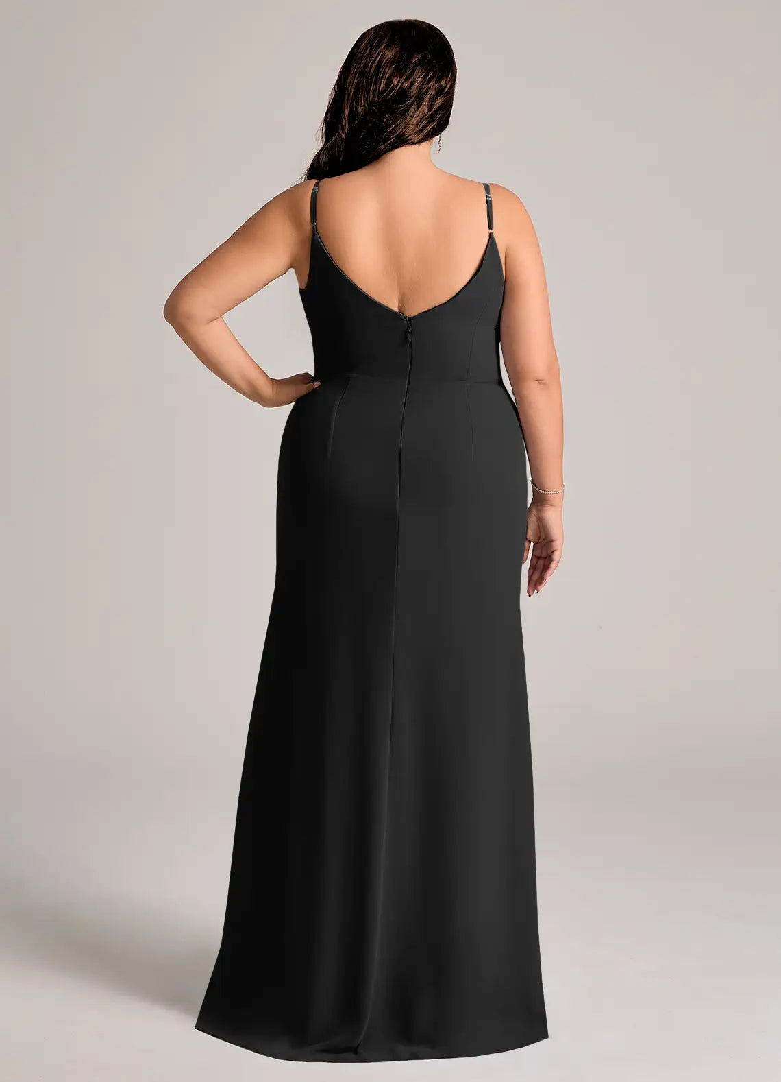 Sheath Spaghetti Strap Satin High Slit Floor-Length Wedding Dress - Chloe Dress