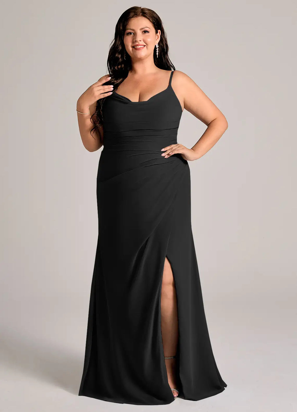 Sheath Spaghetti Strap Satin High Slit Floor-Length Wedding Dress - Chloe Dress