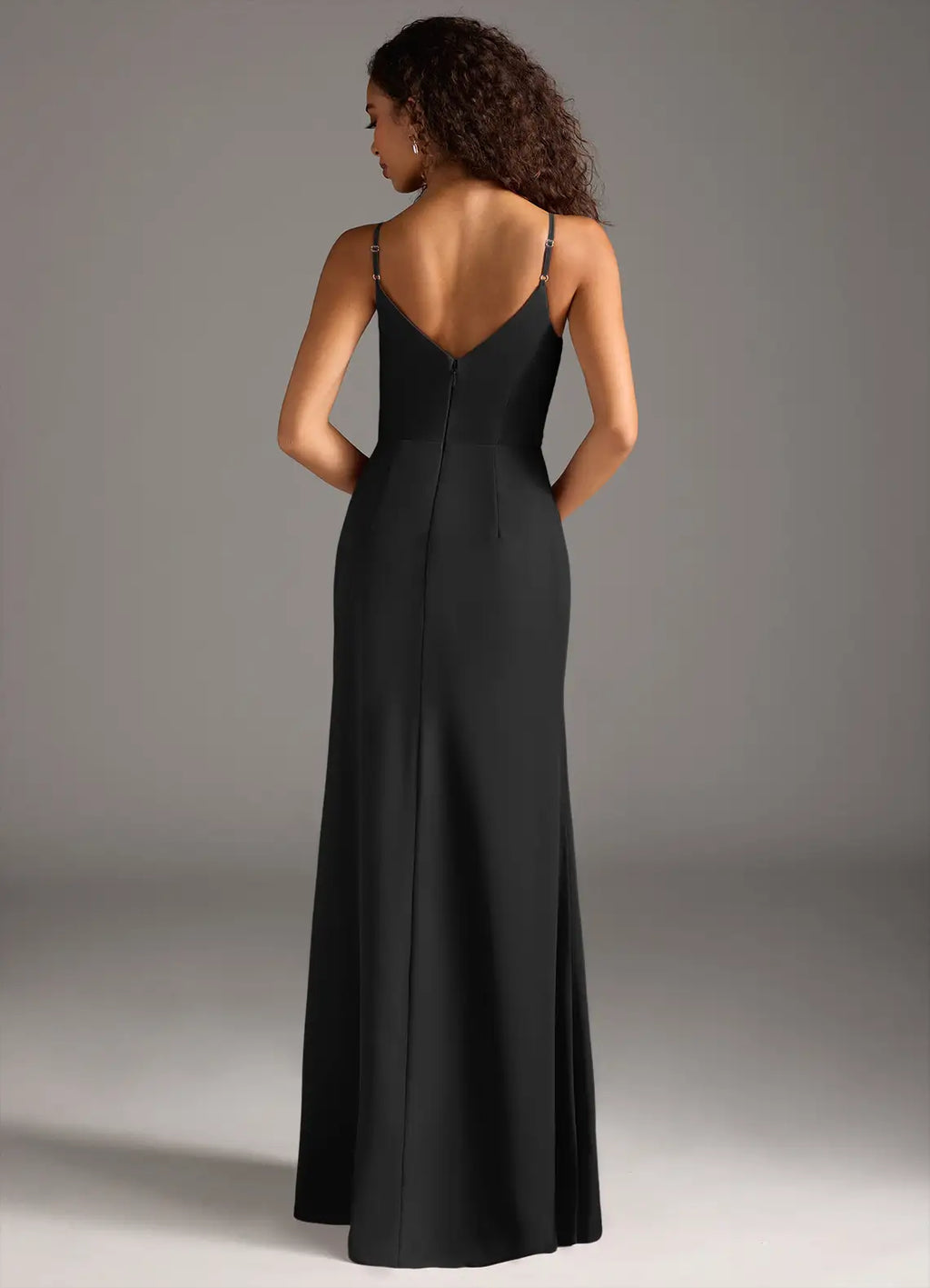 Sheath Spaghetti Strap Satin High Slit Floor-Length Wedding Dress - Chloe Dress