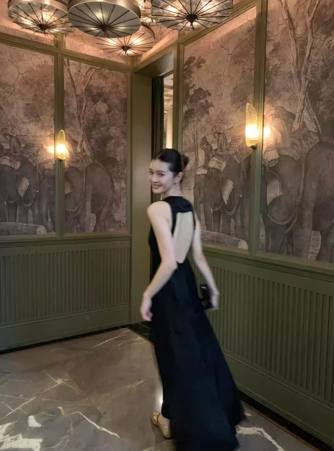 A-Line V-Neck Sleeveless Open Back Floor-Length Evening Dress - Chloe Dress