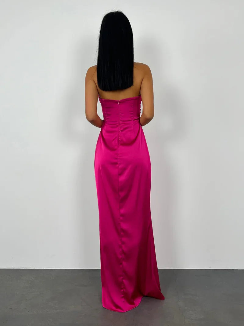 Strapless Satin Floor-Length Prom Dress - Chloe Dress