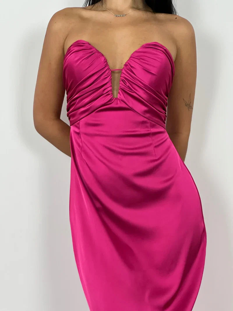 Strapless Satin Floor-Length Prom Dress - Chloe Dress