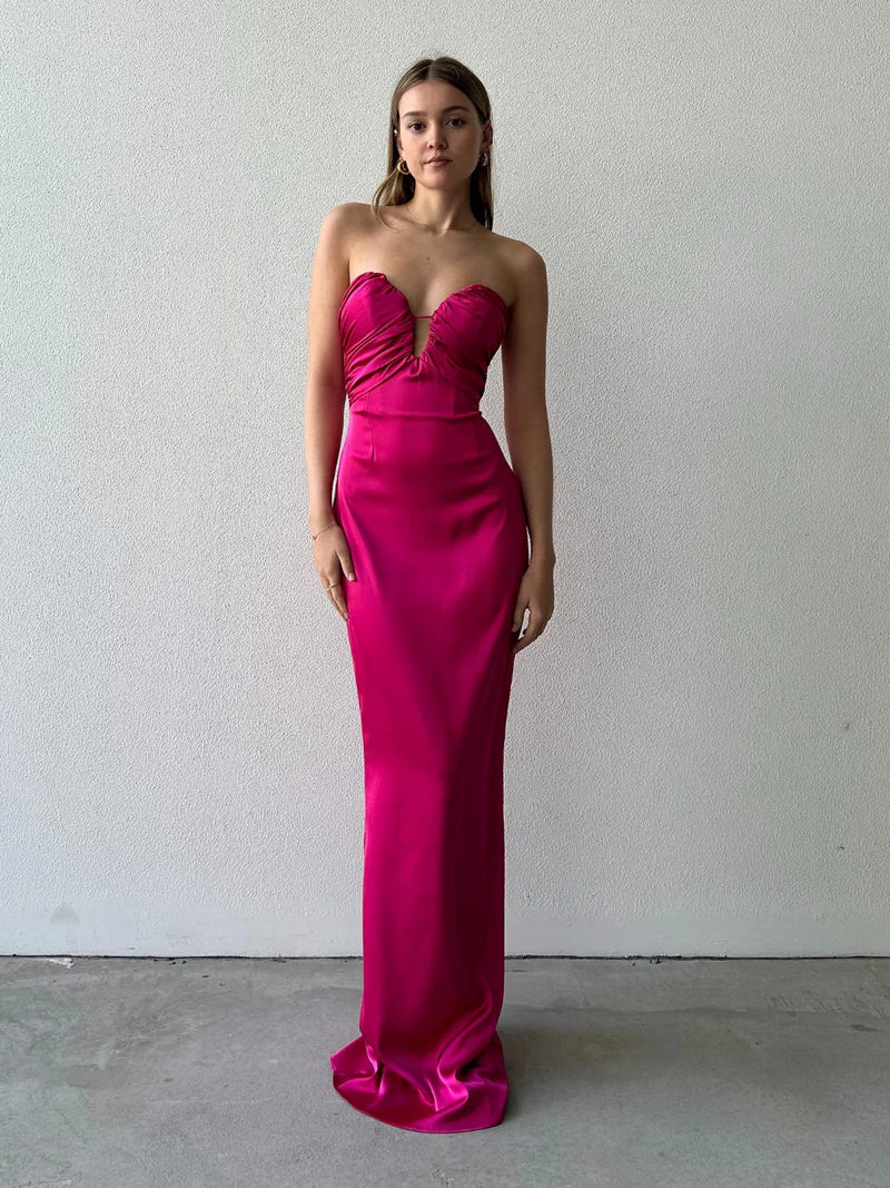 Strapless Satin Floor-Length Prom Dress - Chloe Dress