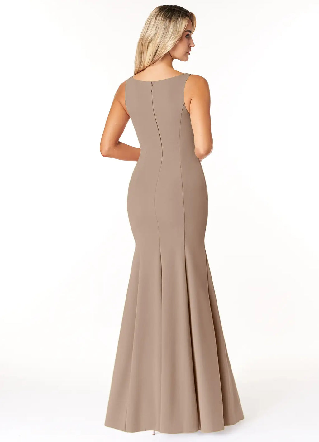 Mermaid High Neck Jersey High Slit Wedding Dress - Chloe Dress